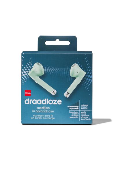 draadloze oortelefoon in oplaadcase mint