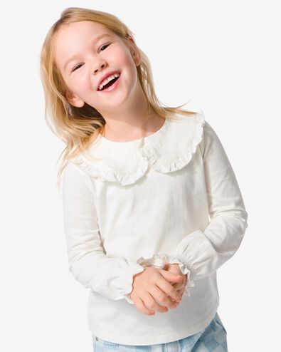 kinder t-shirt met broderie gebroken wit