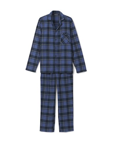 heren pyjama met ruiten flanel donkerblauw