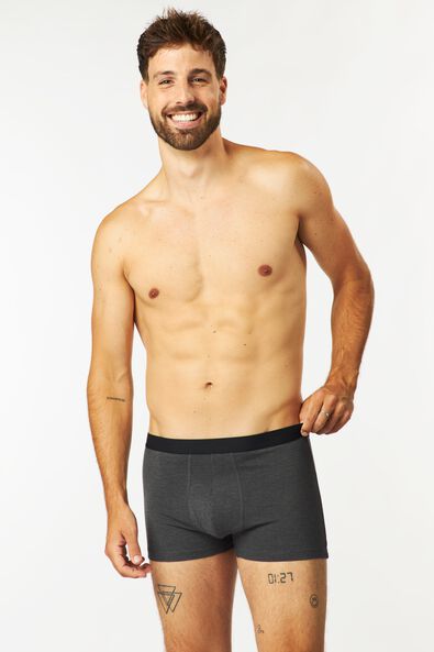herenboxers kort katoen stretch - 3 stuks grijsmelange