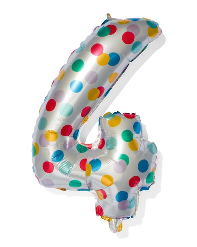 folieballon met confetti XL cijfer 4