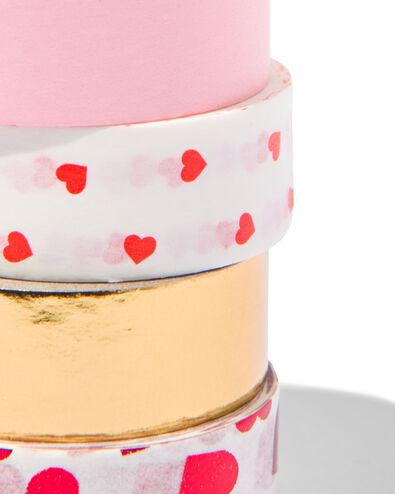 washi tapes 5mx1.5cm hartjes - 4 stuks