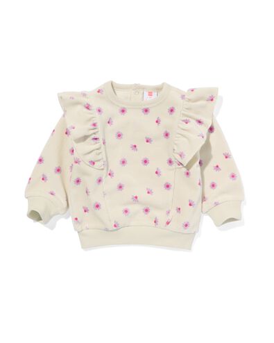 babysweater rib velours met ruffle ecru