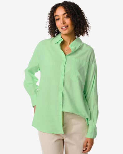 damesblouse Lizzy met linnen lichtgroen