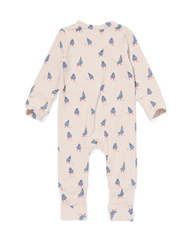 newborn meegroei jumpsuit rib met bamboe stretch eendjes ecru