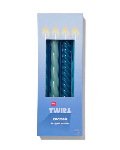 kaarsen met twist &Oslash;2x25 blauw - 4 stuks
