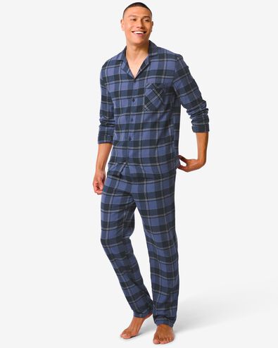heren pyjama met ruiten flanel donkerblauw