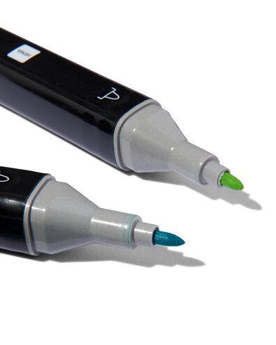 twin tip markers blauw-groen - 6 stuks