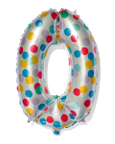 folieballon met confetti XL cijfer 0