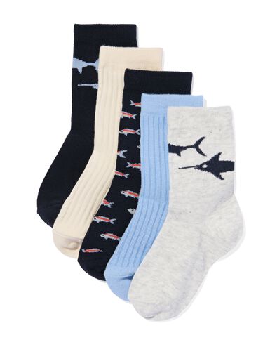 kindersokken met katoen - 5 paar donkerblauw