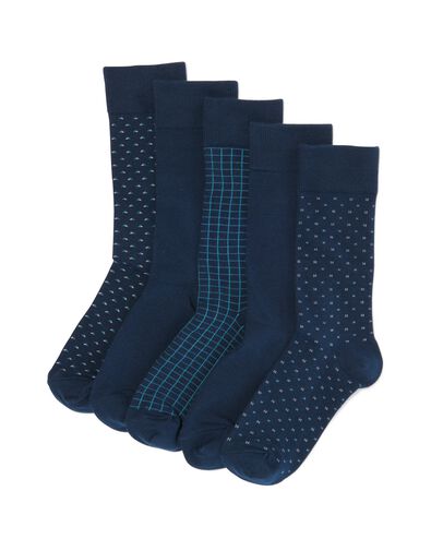 heren sokken met katoen - 5 paar donkerblauw