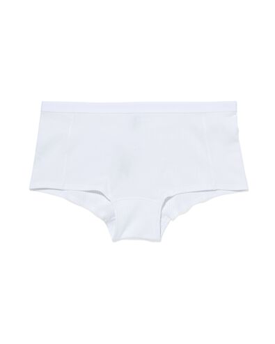 damesshortie hoog rib stretch katoen wit