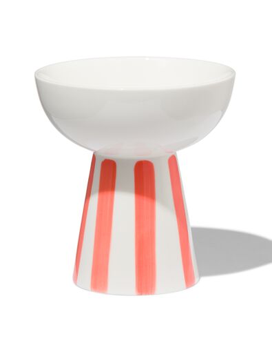 schaaltje op voet &Oslash;11x11.6 Tafelgenoten new bone wit met koraal