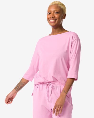 damesnachtshirt met katoen  fluor roze