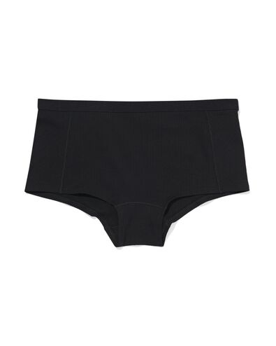 damesshortie hoog rib stretch katoen zwart