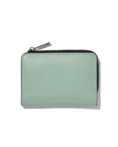 ritsportemonnee groen leer RFID 8.x11.5