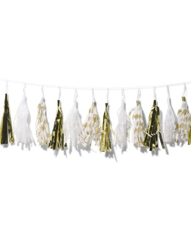 slinger met kwastjes wit goud 3m