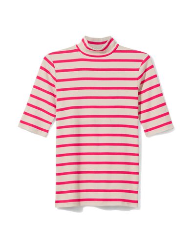 dames t-shirt Clara rib donkerroze