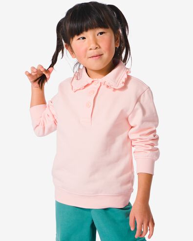 kindersweater met polokraag perzik
