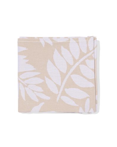 theedoek 65x65 katoen bladeren beige