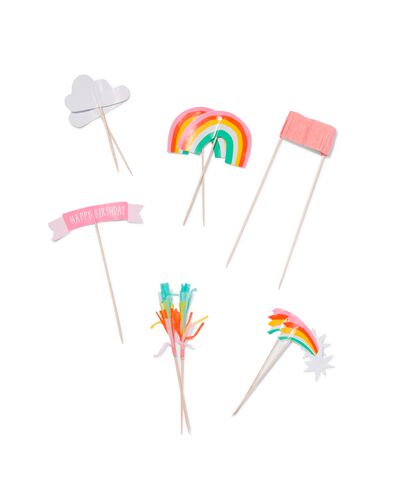 taartdecoratie prikkers regenboog - 10stuks
