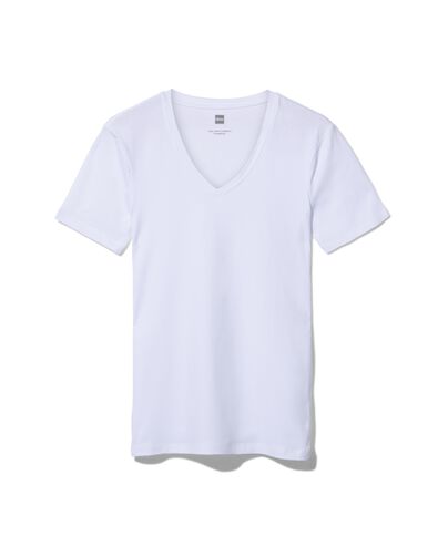 heren t-shirt slim fit diepe v-hals wit