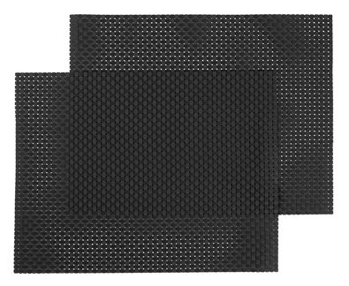 placemats - 32 x 42 - kunststof - zwart - 2 stuks