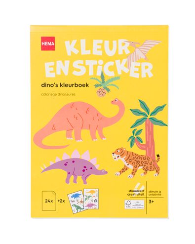 kleurboek met stickers dinos 3+