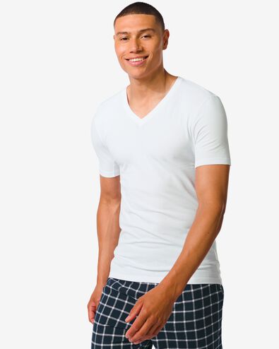 heren t-shirt regular fit v-hals anti-transpiratie wit
