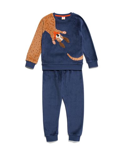 kinder pyjama fleece hond donkerblauw