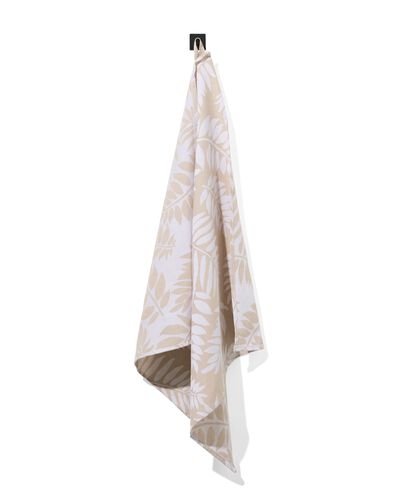 theedoek 65x65 katoen bladeren beige