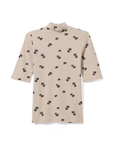 dames t-shirt Clara rib zand