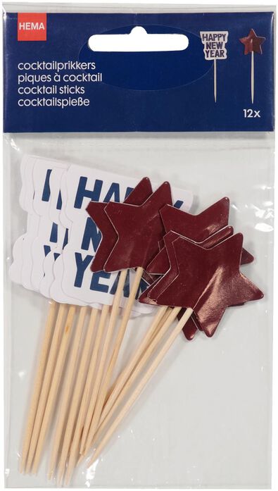cocktailprikkers 9cm happy new year - 12 stuks