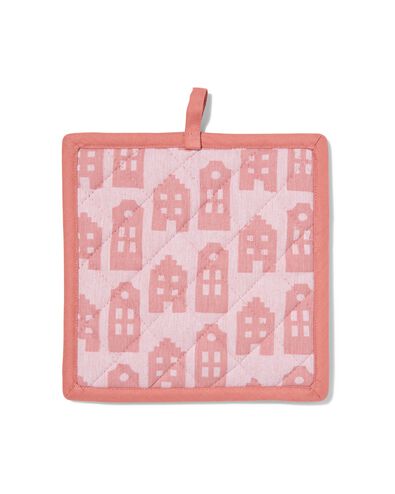 pannenlap 21x21 roze huisjes