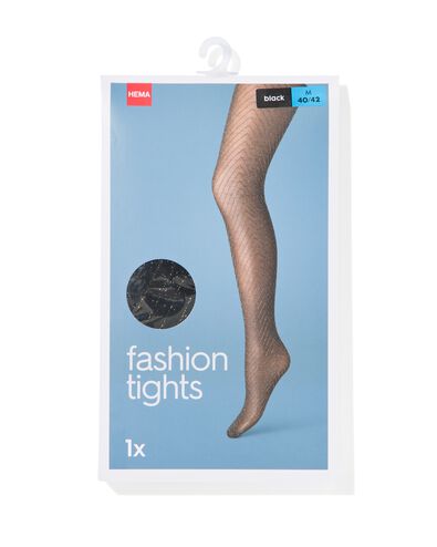 fashion panty met glitter zigzag 30denier zwart