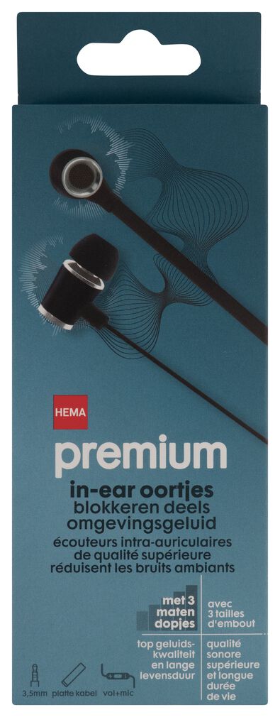 oortelefoon in-ear premium zwart
