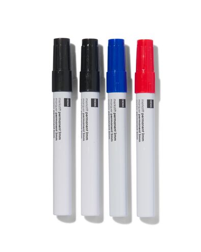merkstiften permanent zwart/blauw/rood - 4 stuks