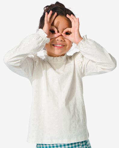 kinder t-shirt met broderie gebroken wit