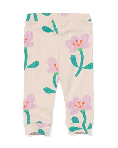 newborn legging rib bloemen ecru