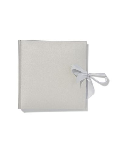 fotoboek met strik 24x24.5 linnen zilver