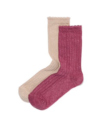 dames sokken met katoen en glitters - 2 paar roze