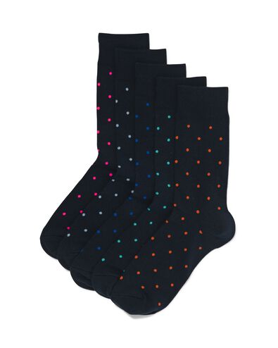 heren sokken met katoen stippen - 5 paar donkerblauw