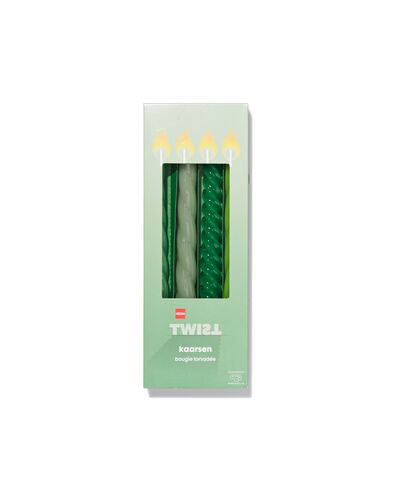 kaarsen met twist &Oslash;2x25 groen - 4 stuks