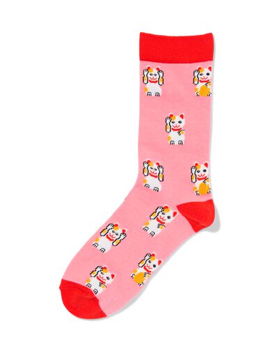 sokken met katoen lucky cat roze