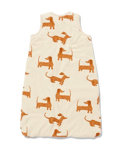 baby slaapzak mouwloos padded velvet teckels gebroken wit