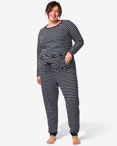 dames pyjama katoen donkerblauw