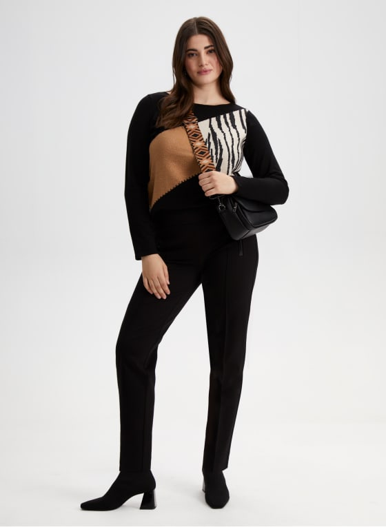 Colour Block Animal Motif Sweater