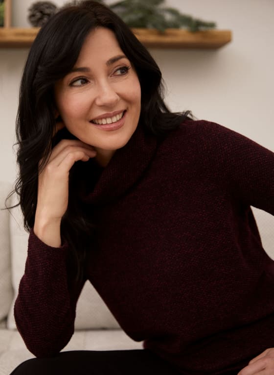 Cowl Neck Bouclé Sweater