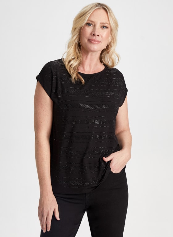 Cap Sleeve Stripe Detail Tee