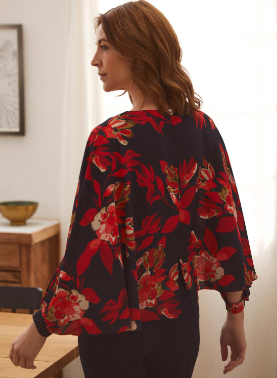 Floral Print Poncho Blouse